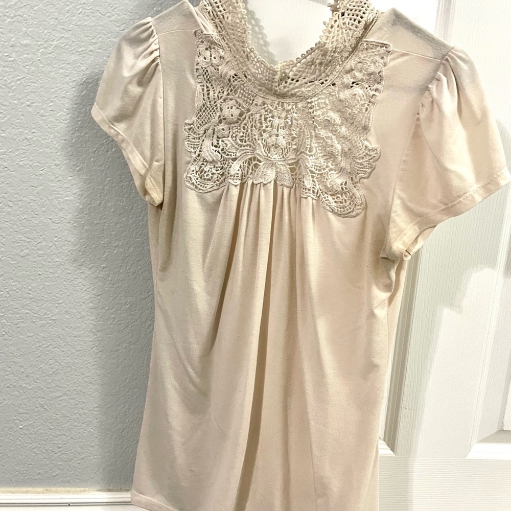 Love on a Hanger High Neck Beige Shirt